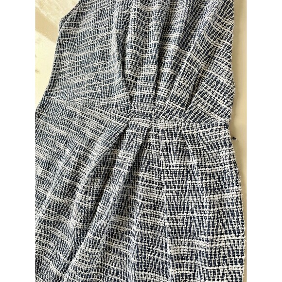 Banana Republic Tweed Blue and White Dress Size 4 Knee Length Twist Waist Accent - Picture 6 of 8